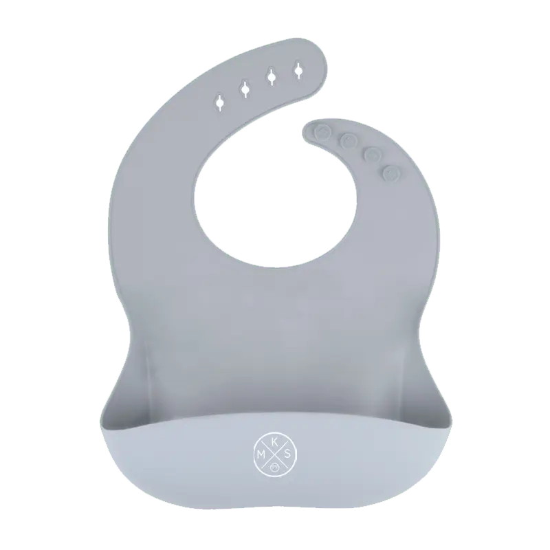 Silicone Pocket Bib in Light Grey A BIB by MKS Unbreakable, durable and low maintenance dinnerware by MKS Distribution LLC Gilbert Phoenix USA. Modern trendy minimalist design.
