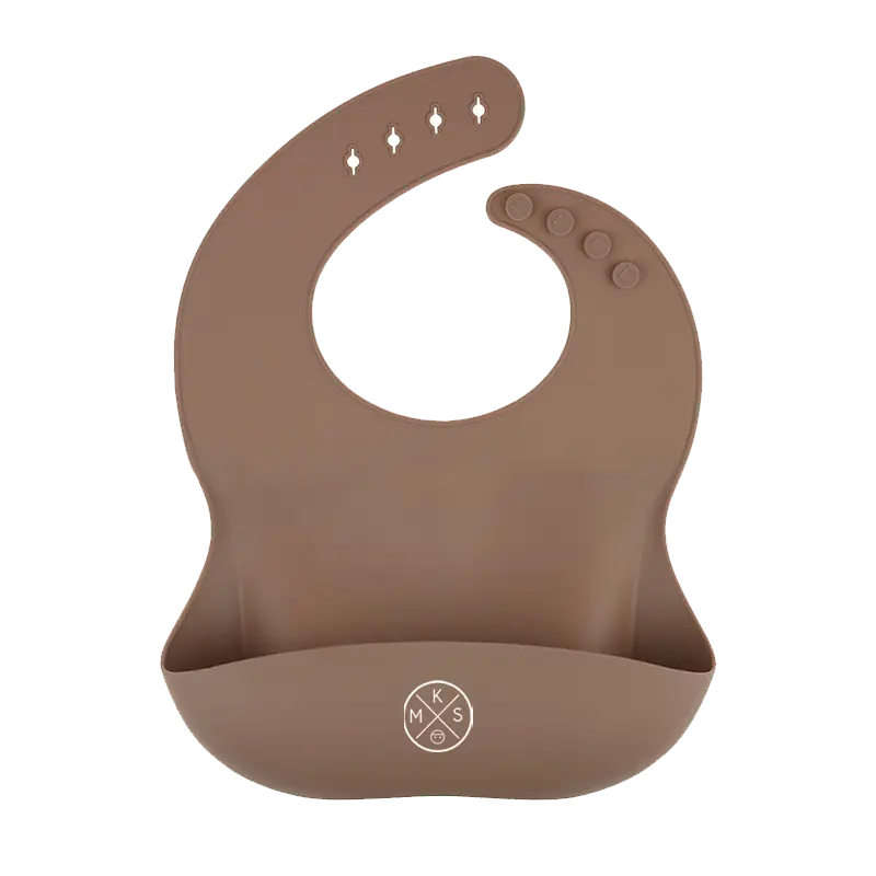 Silicone Pocket Bib in Taupe A BIB by MKS Unbreakable, durable and low maintenance dinnerware by MKS Distribution LLC Gilbert Phoenix USA. Modern trendy minimalist design.