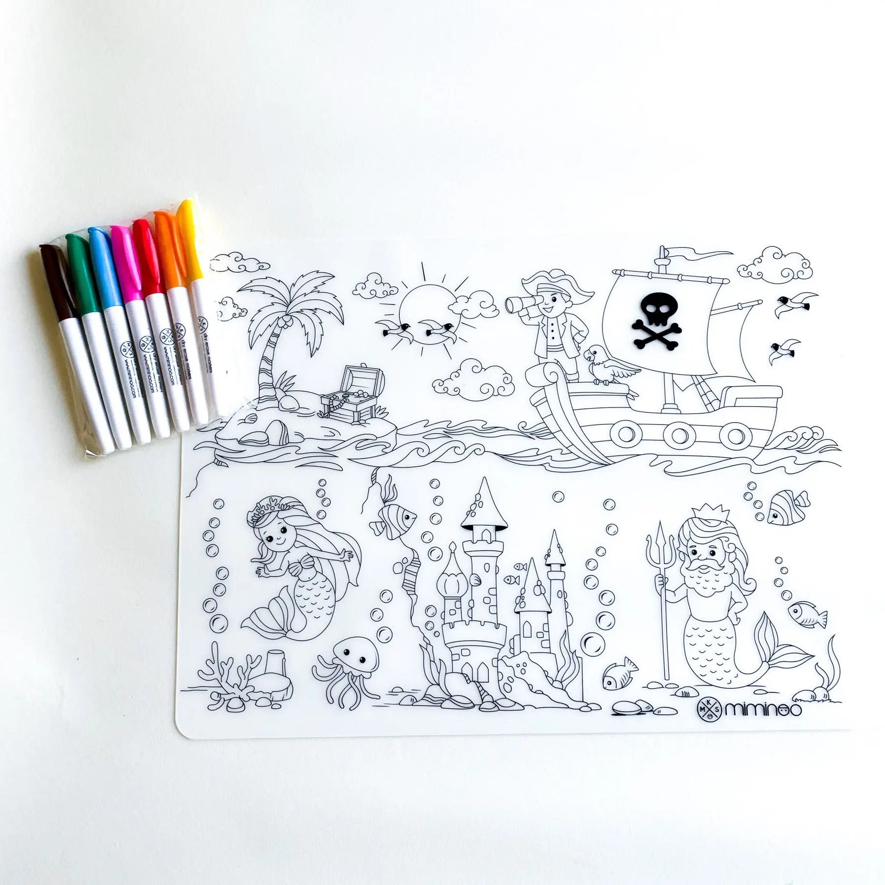 Silicone Reusable Coloring Mat & Markers Set - Atlantis - MKS Miminoo