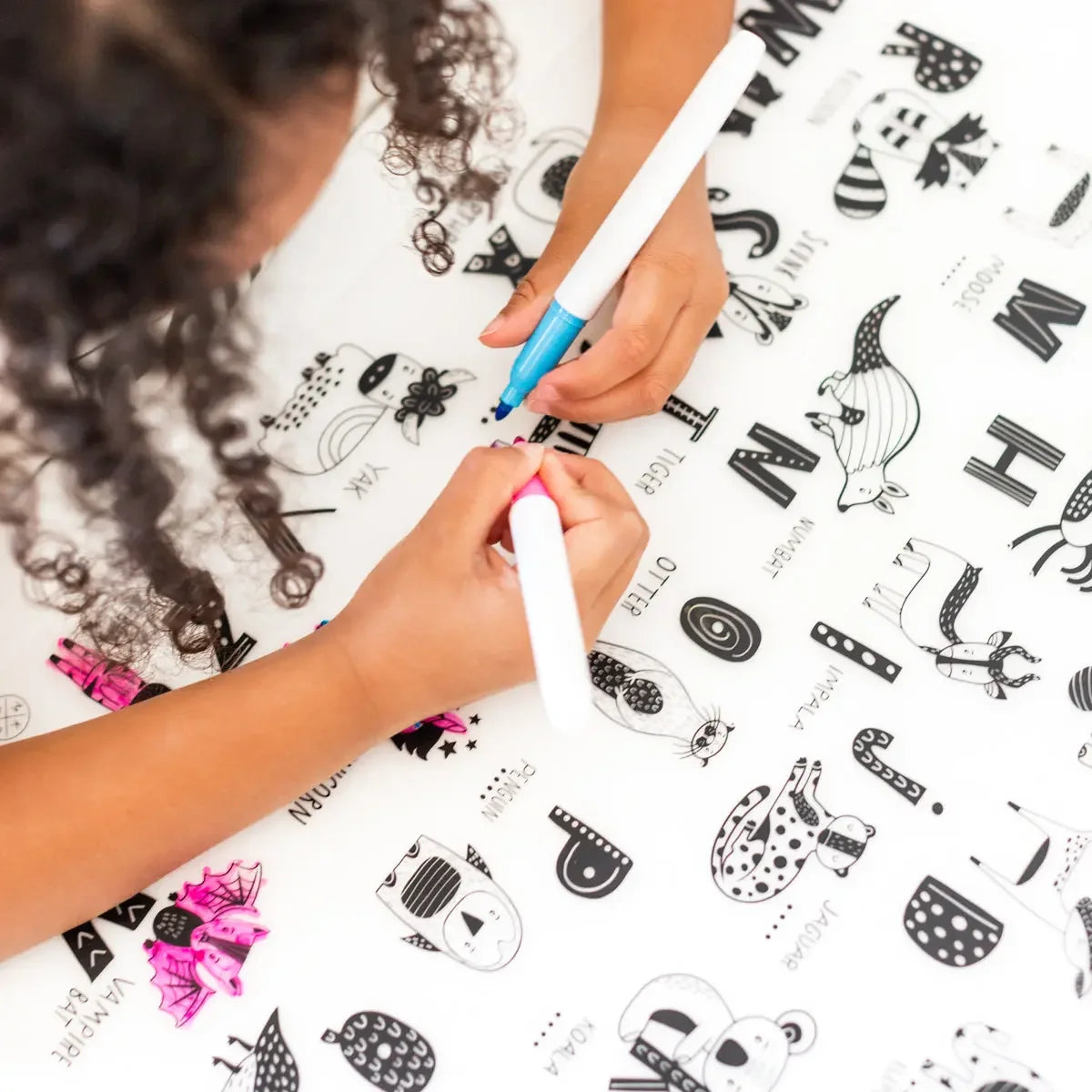 Silicone Reusable Coloring Mat & Markers Set - ABC Animals - MKS Miminoo