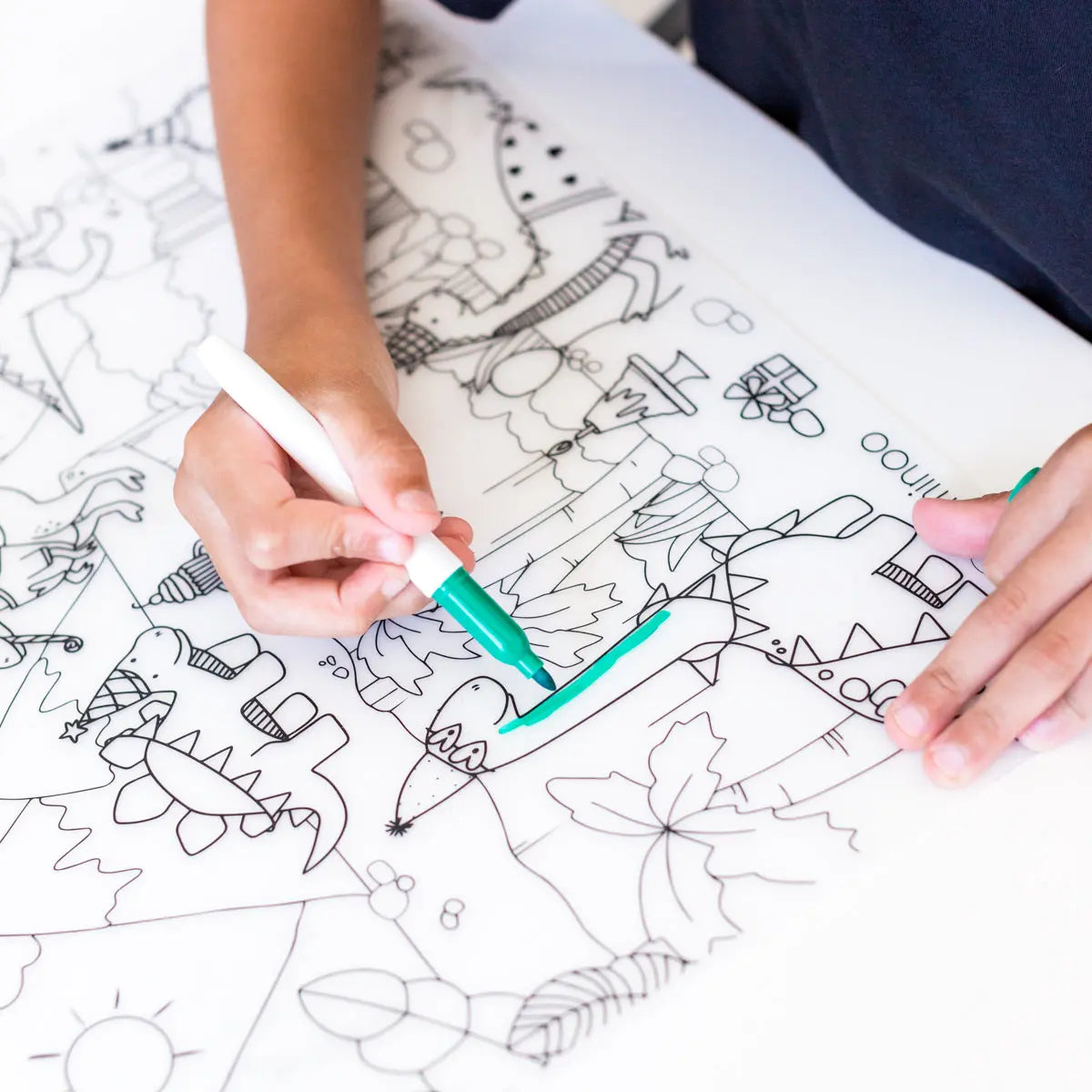 Silicone Reusable Coloring Mat & Markers Set - Dinos Party - MKS Miminoo