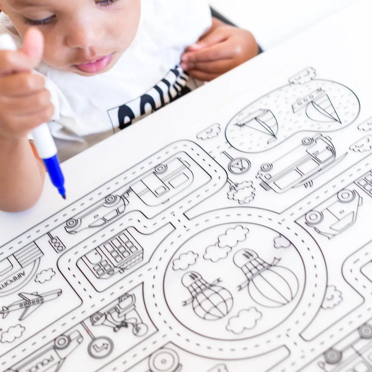 Silicone Reusable Coloring Mat & Markers Set - Roadmap - MKS Miminoo