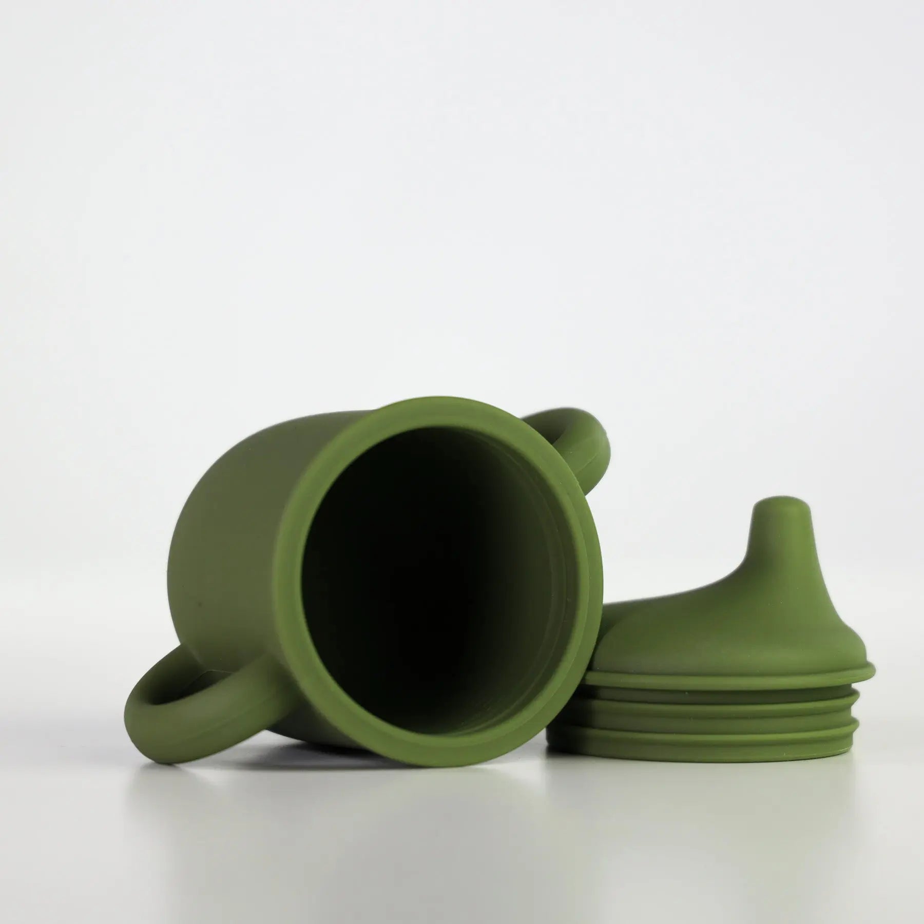 Silicone Sippy Cup with lid and handles Army Green - MKS Miminoo