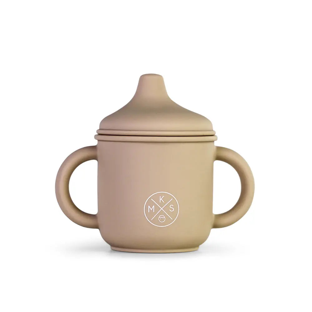 Silicone Sippy Cup with lid and handles Beige - MKS Miminoo