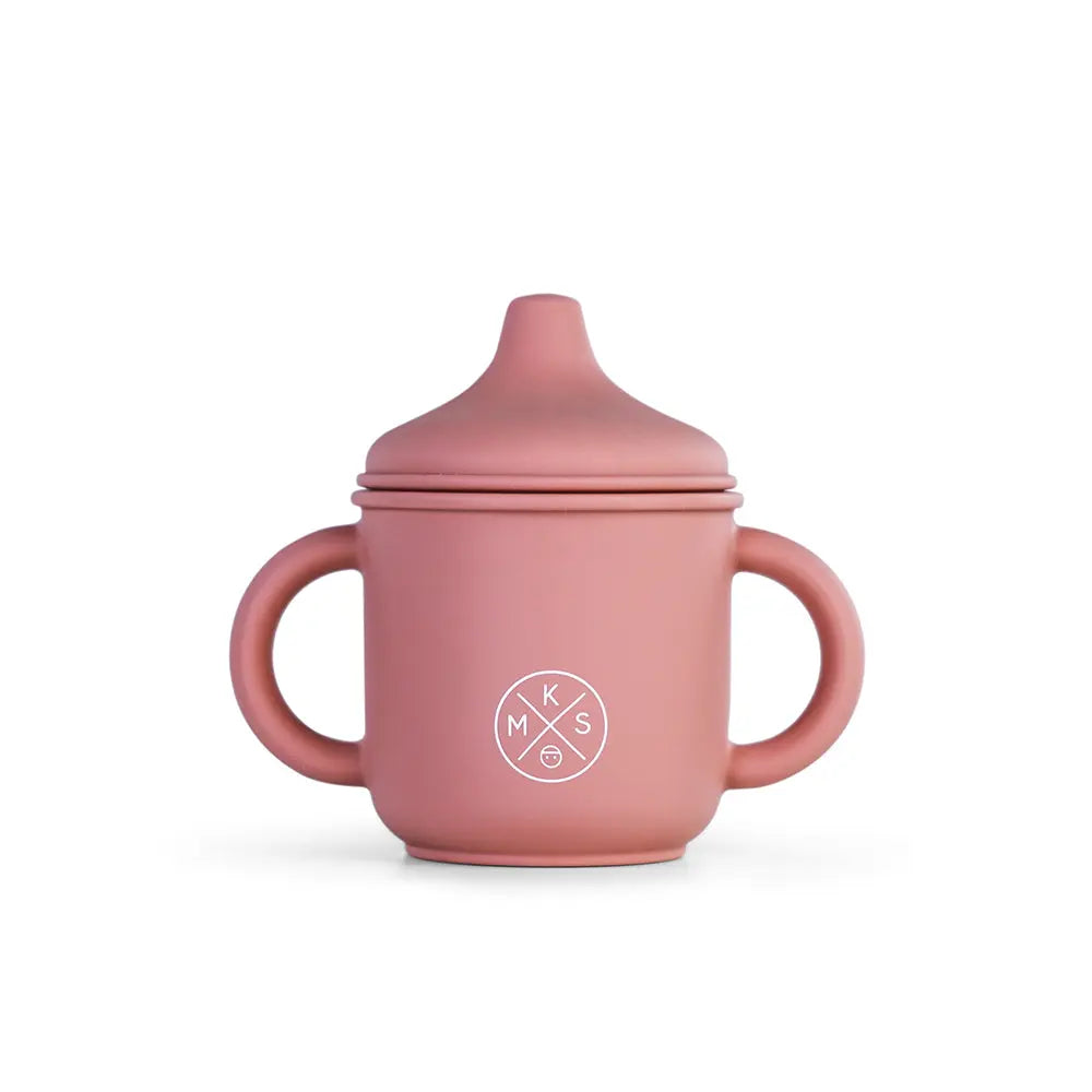 Silicone Sippy Cup with lid and handles Dusty Pink - MKS Miminoo