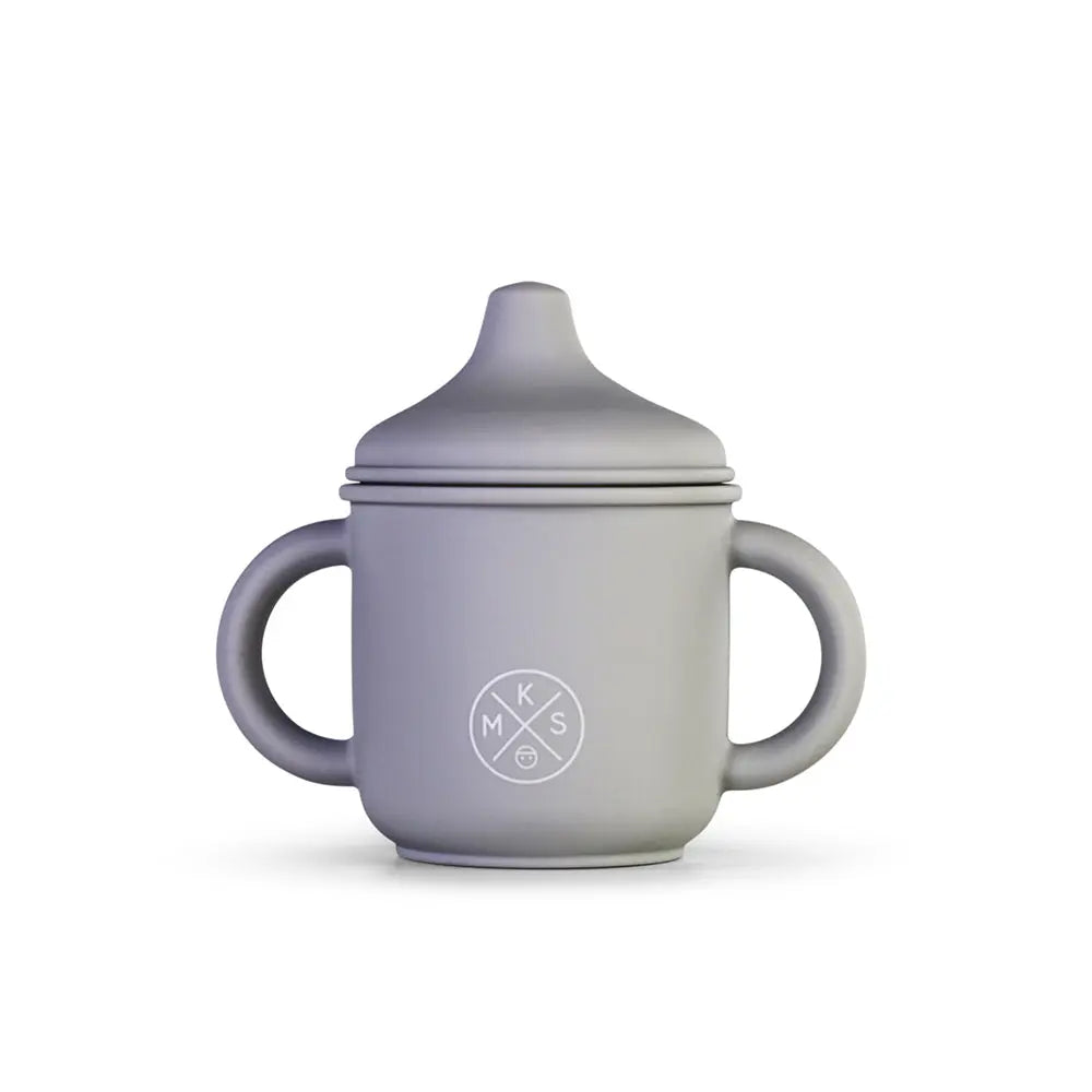 Silicone Sippy Cup with lid and handles Light Grey - MKS Miminoo