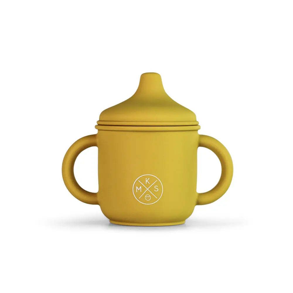 Silicone Sippy Cup with lid and handles Mustard - MKS Miminoo