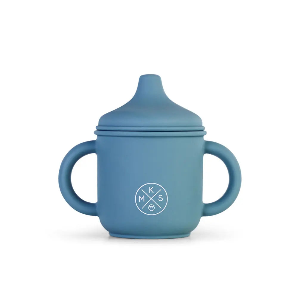 Silicone Sippy Cup with lid and handles Petrol - MKS Miminoo