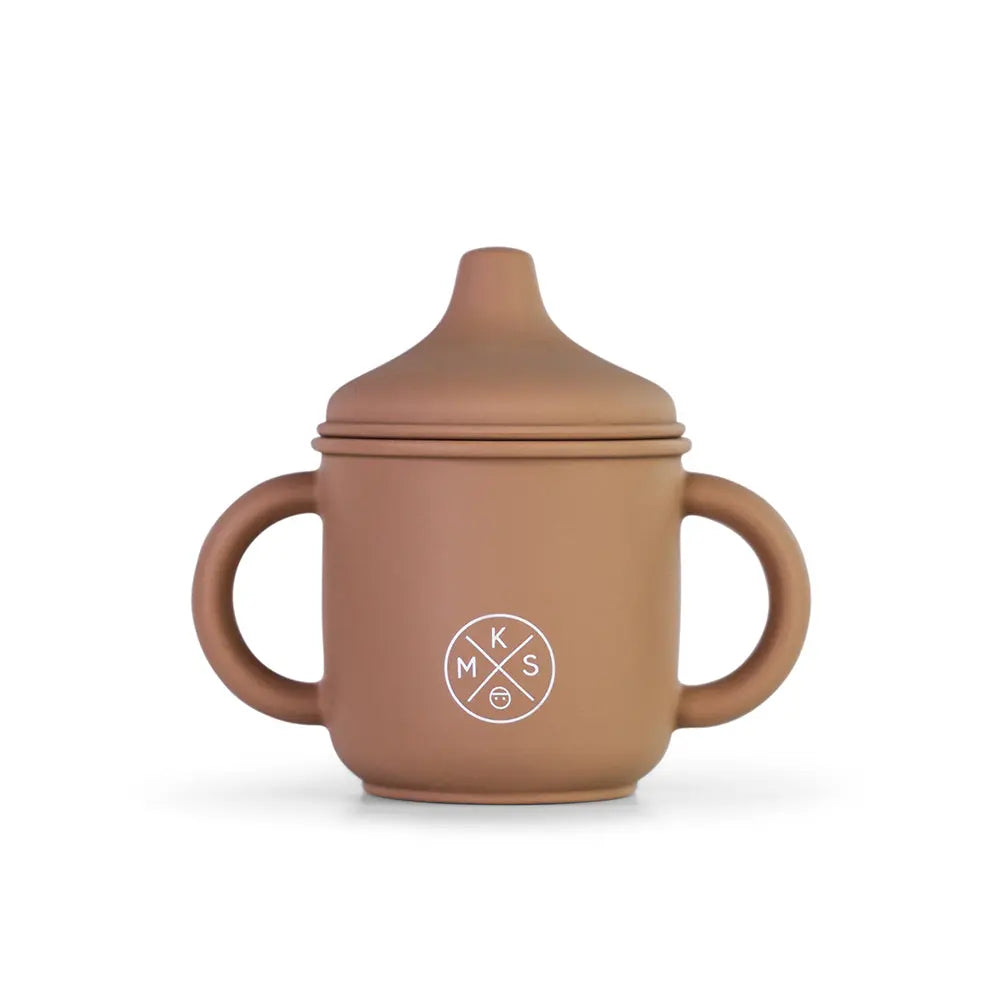 Silicone Sippy Cup with lid and handles Taupe - MKS Miminoo