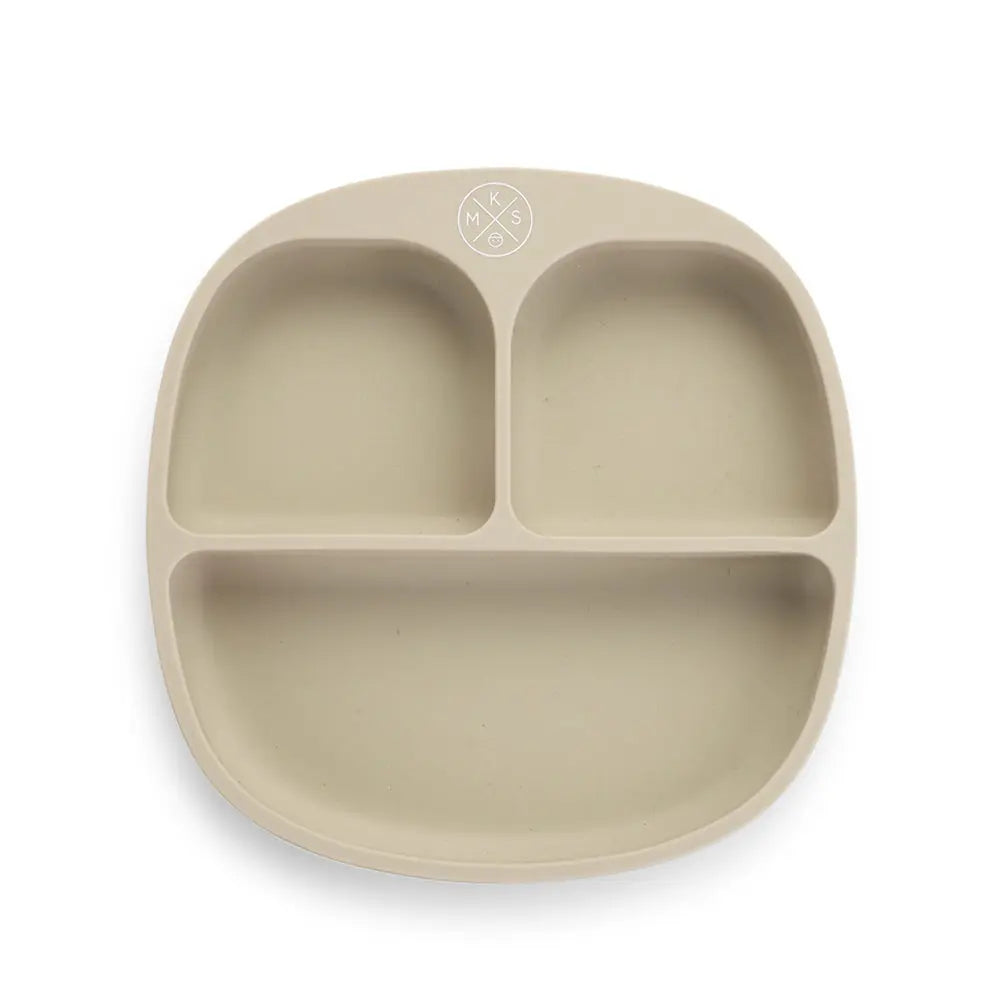 Silicone suction kids plate w/ dividing sections Beige - MKS Miminoo