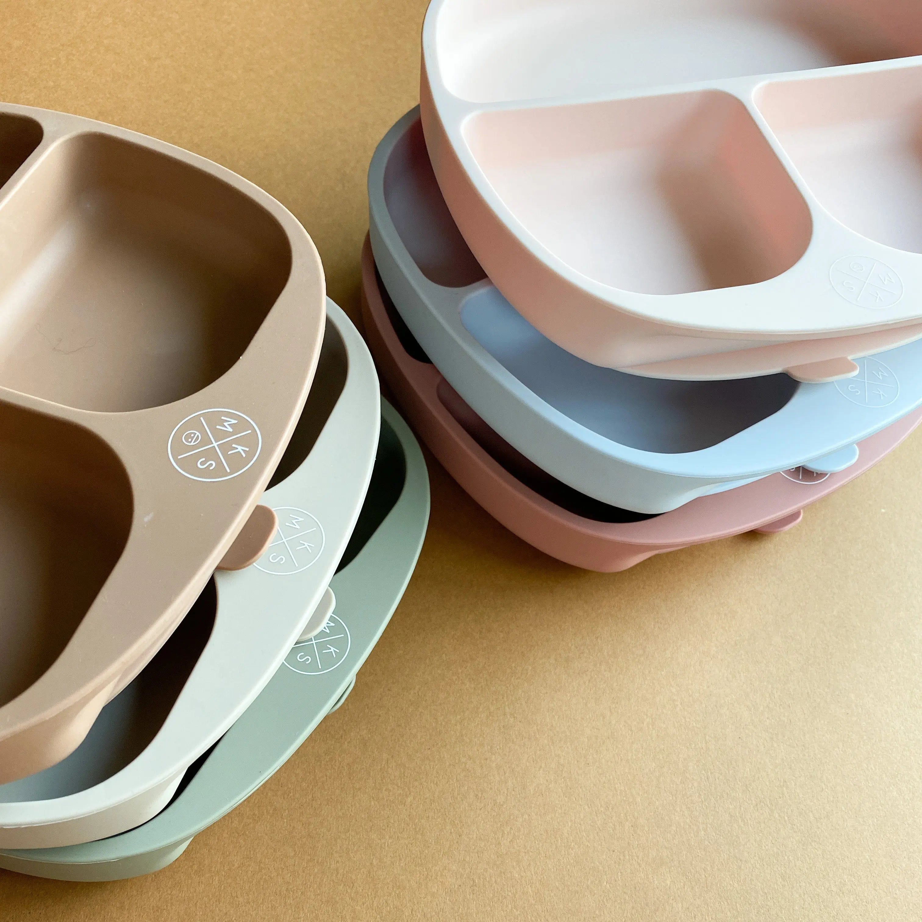 Silicone suction kids plate w/ dividing sections Beige - MKS Miminoo