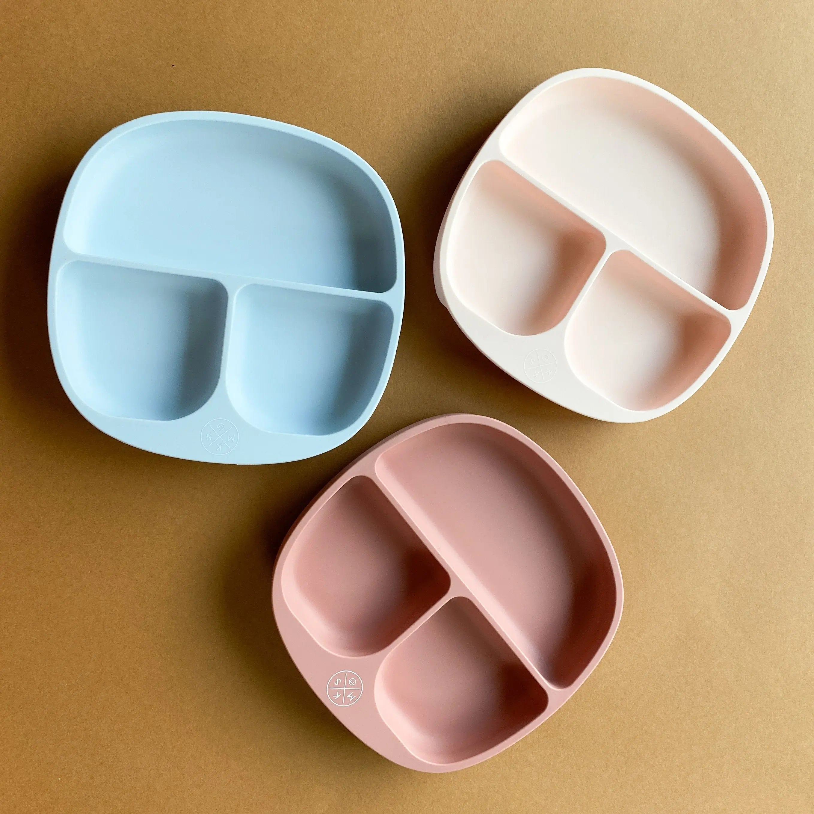 Silicone suction kids plate w/ dividing sections Beige - MKS Miminoo