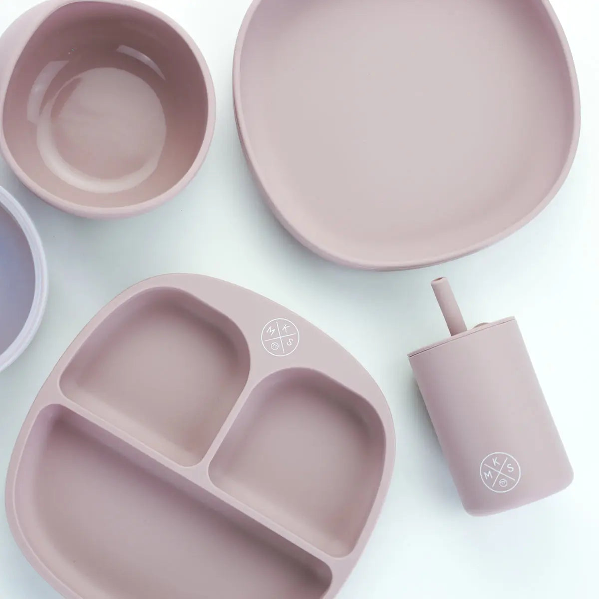 Silicone suction kids plate w/ dividing sections Lilac - MKS Miminoo