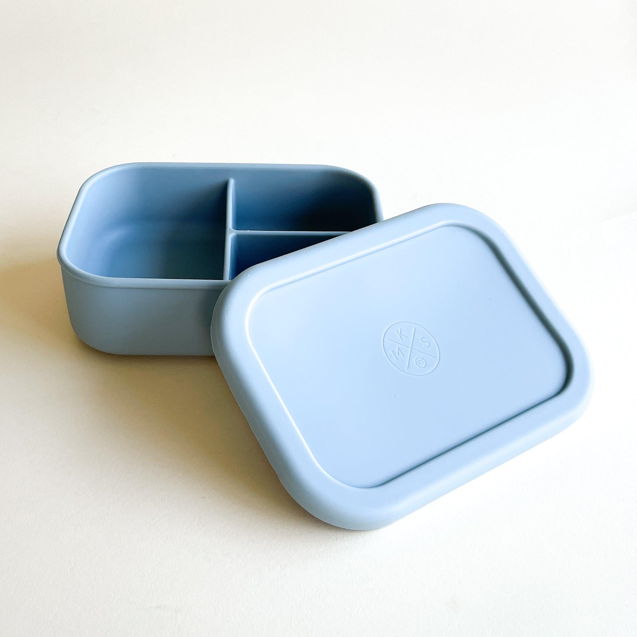 Silicone Bento Lunch & Snack Box for kids & adults Grey Blue