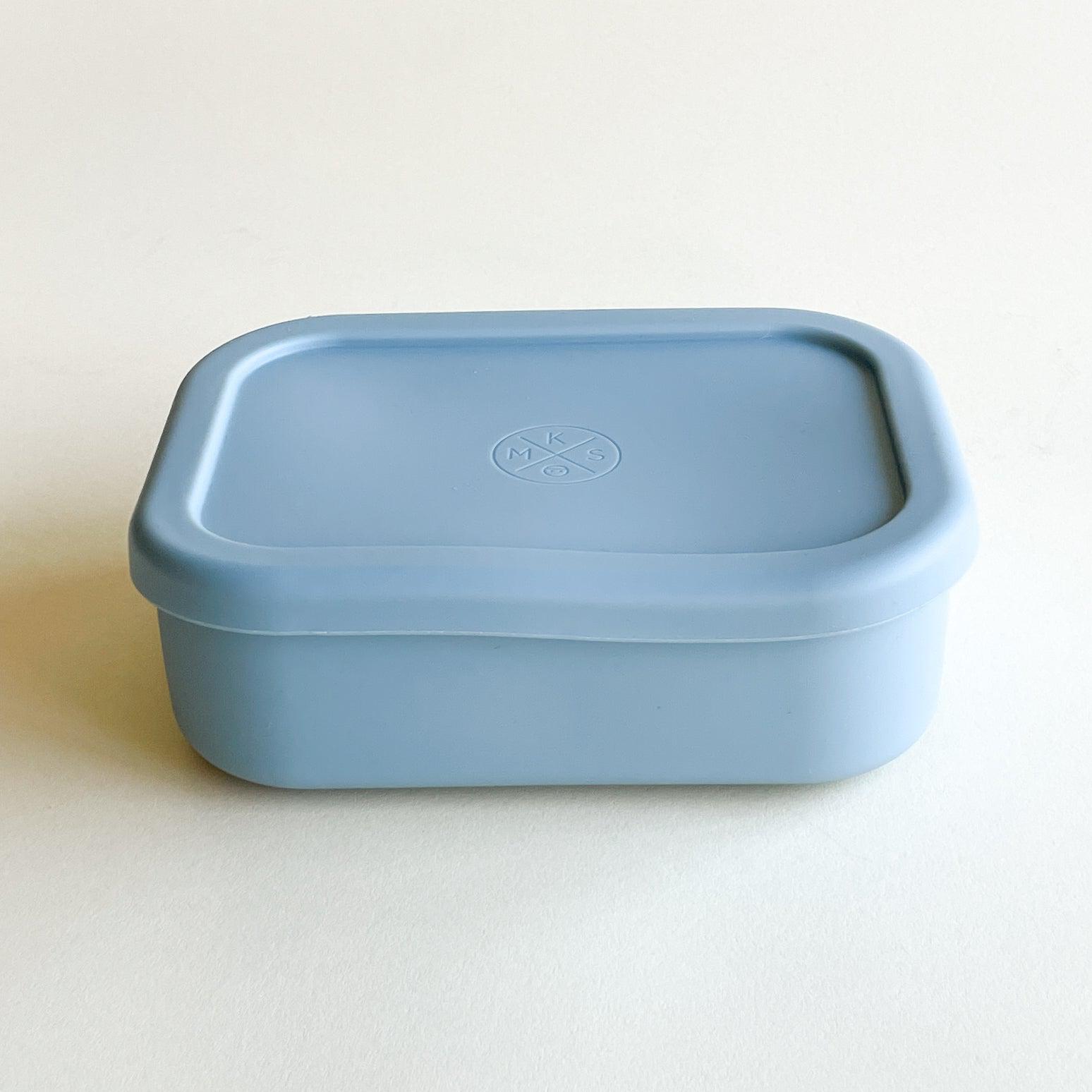 Silicone Bento Lunch & Snack Box for kids & adults Grey Blue