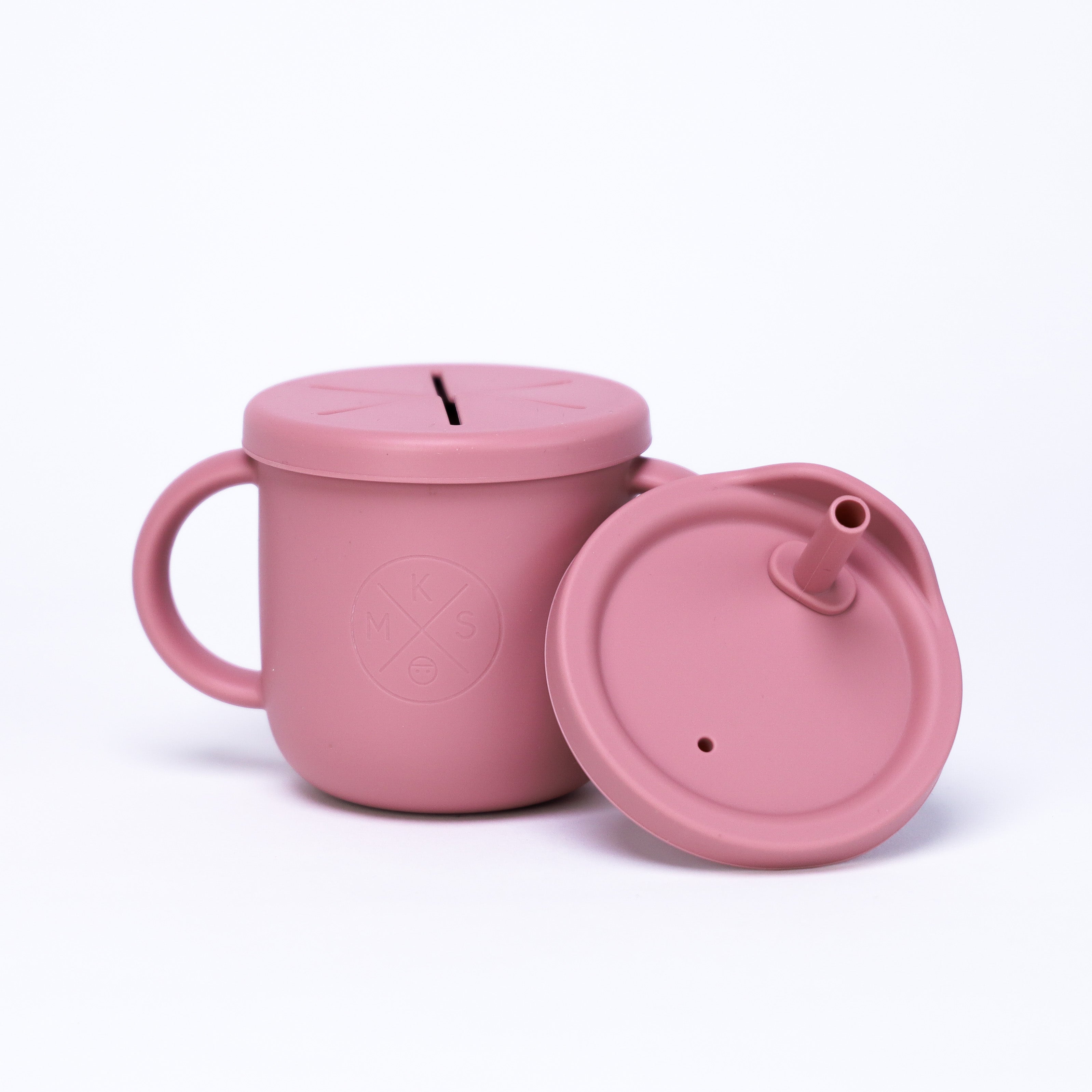 All-in-One Silicone Sippy Snack Cup Desert Rose