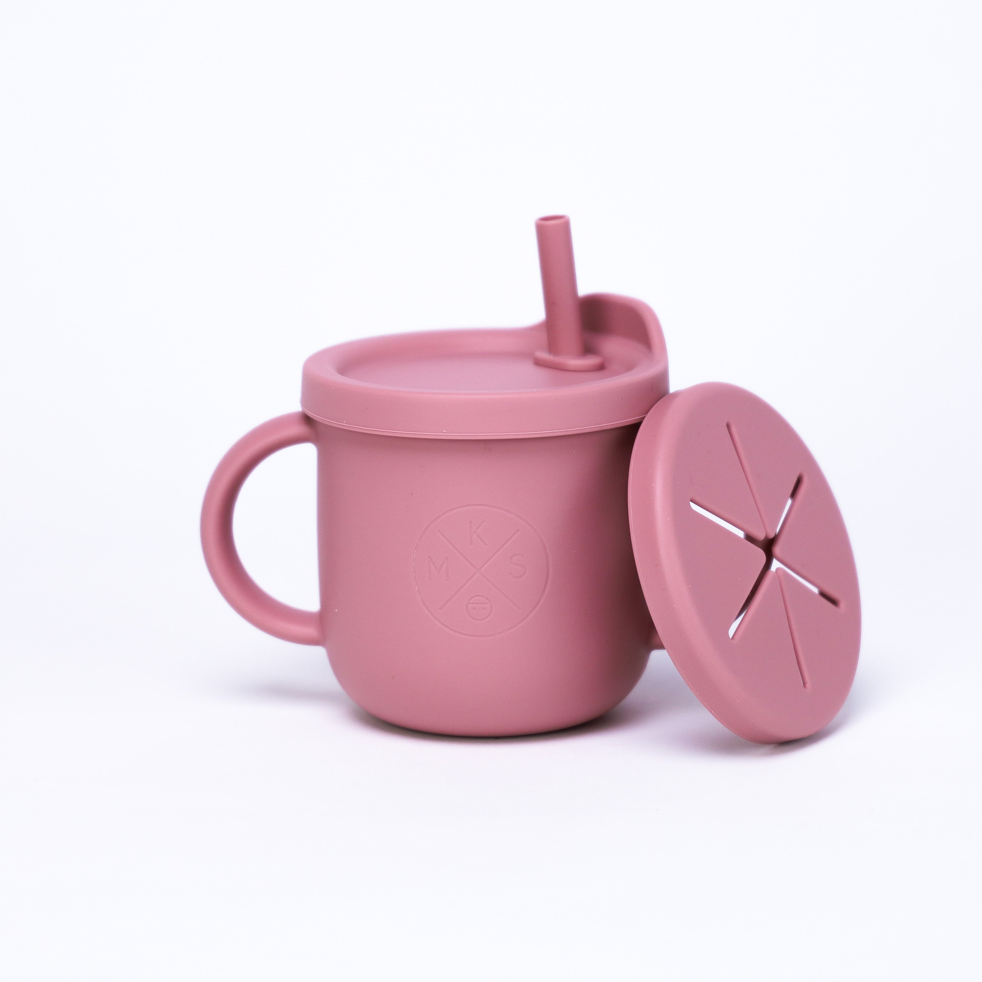 All-in-One Silicone Sippy Snack Cup Desert Rose