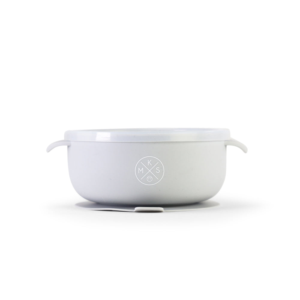 Silicone Bowl with lid - Light grey