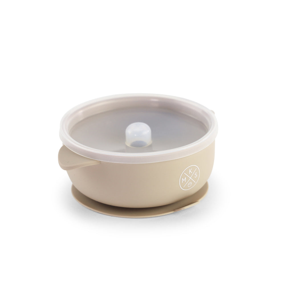 Silicone Bowl with lid - Beige