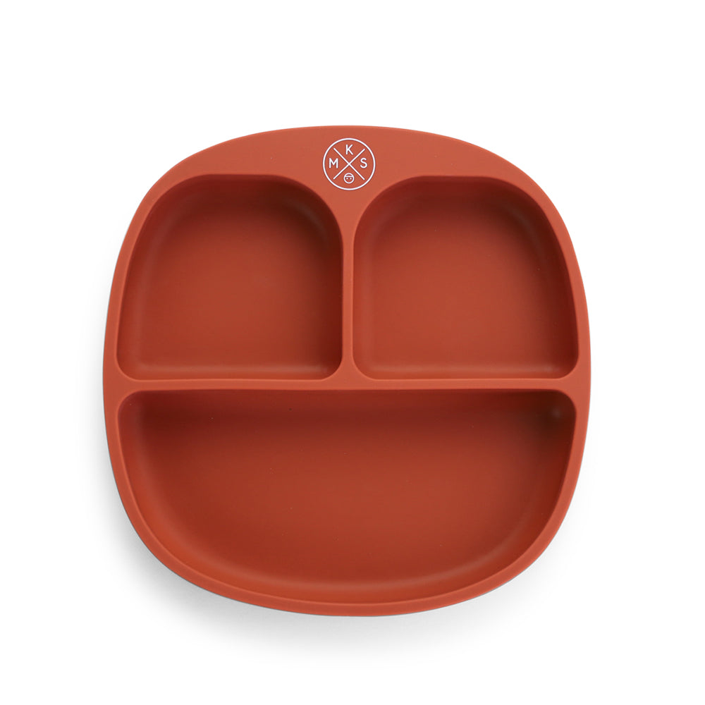 Silicone suction kids plate w/ dividing sections Brick