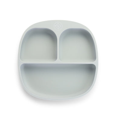 Suction plate compartments dinnerware babies silicone reusable durable unbreakable dinnerware mks miminoo arizona usa light grey