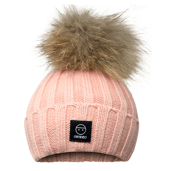 Angora Classic Line Single Snap On Pom Pom Hat Coral Pink-Winter Beanies-Mix & Match baby beanie winter hat snap on removable pompom single or double by MKS Miminoo Arizona USA