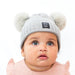 Baby snap on double pom poms beanie Merino wool Timeless Grey-Winter Beanies-Mix & Match baby beanie winter hat snap on removable pompom single or double by MKS Miminoo Arizona USA