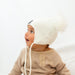 Baby Snap On Pom Poms Beanie with Strings Ivory-Winter Beanies-Mix & Match baby beanie winter hat snap on removable pompom single or double by MKS Miminoo Arizona USA