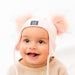 Baby Snap On Pom Poms Beanie with Strings Pink-Winter Beanies-Mix & Match baby beanie winter hat snap on removable pompom single or double by MKS Miminoo Arizona USA