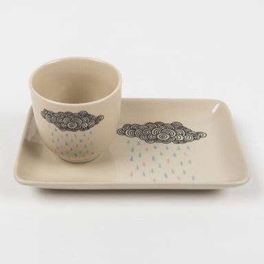 Bloomingville Set Of 2 Ceramic Rain Cloud Plate & Cup-TABLEWARE-BLOOMINGVILLE- babies, kids and moms fashion, decor and accessories at Modern Kids Society USA