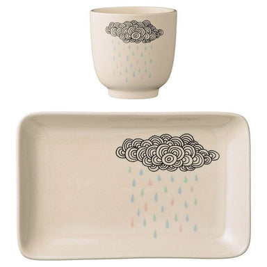 Bloomingville Set Of 2 Ceramic Rain Cloud Plate & Cup-TABLEWARE-BLOOMINGVILLE- babies, kids and moms fashion, decor and accessories at Modern Kids Society USA