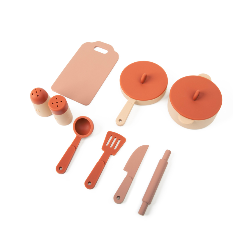 kitchen play pretend set in silicone durable unbreakable kit gift for kids cooking café safe mks miminoo usa