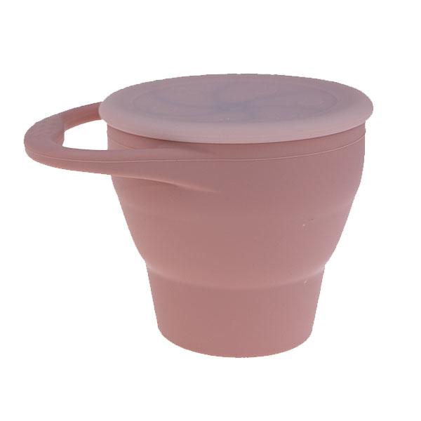 Dusty Rose PInk Collapsible Silicone Snack Cup Baby and Toddler by MKS USA