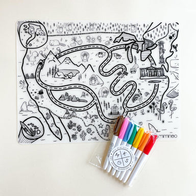 Silicone erasable and reusable coloring tablemat exclusive design Arizona state map for kids with set of dry-erase markers for kids by Mks miminoo gilbert arizona