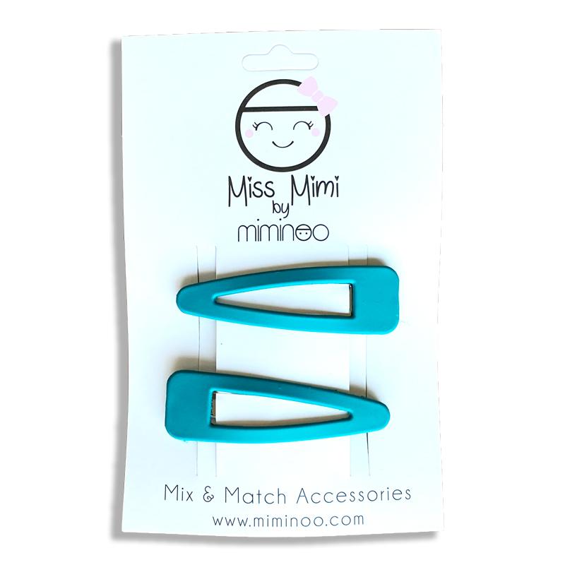 Hair Snap Clips Matte Finish Set Teal Hair Clips Miss Mimi 