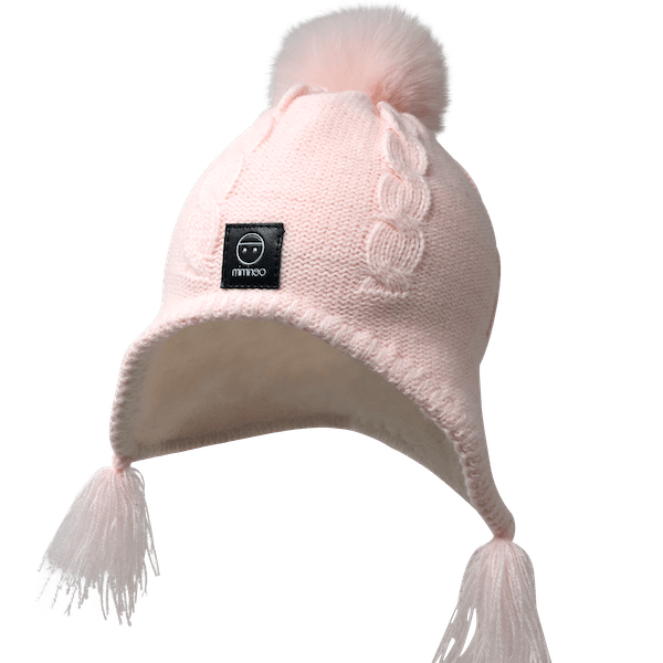 Merino Baby Fleece Lining Beanie Single Faux Fur Snap On Pom Pink-Winter Beanies-Mix & Match baby beanie winter hat snap on removable pompom single or double by MKS Miminoo Arizona USA