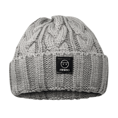 Merino Wool Single Pompom Braided Hat in Light Grey-Winter Beanies-Mix & Match baby beanie winter hat snap on removable pompom single or double by MKS Miminoo Arizona USA