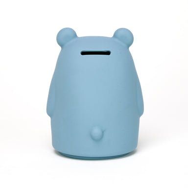 Silicone Piggy Bank Bear Blue for kids money jar toys mks miminoo arizona usa