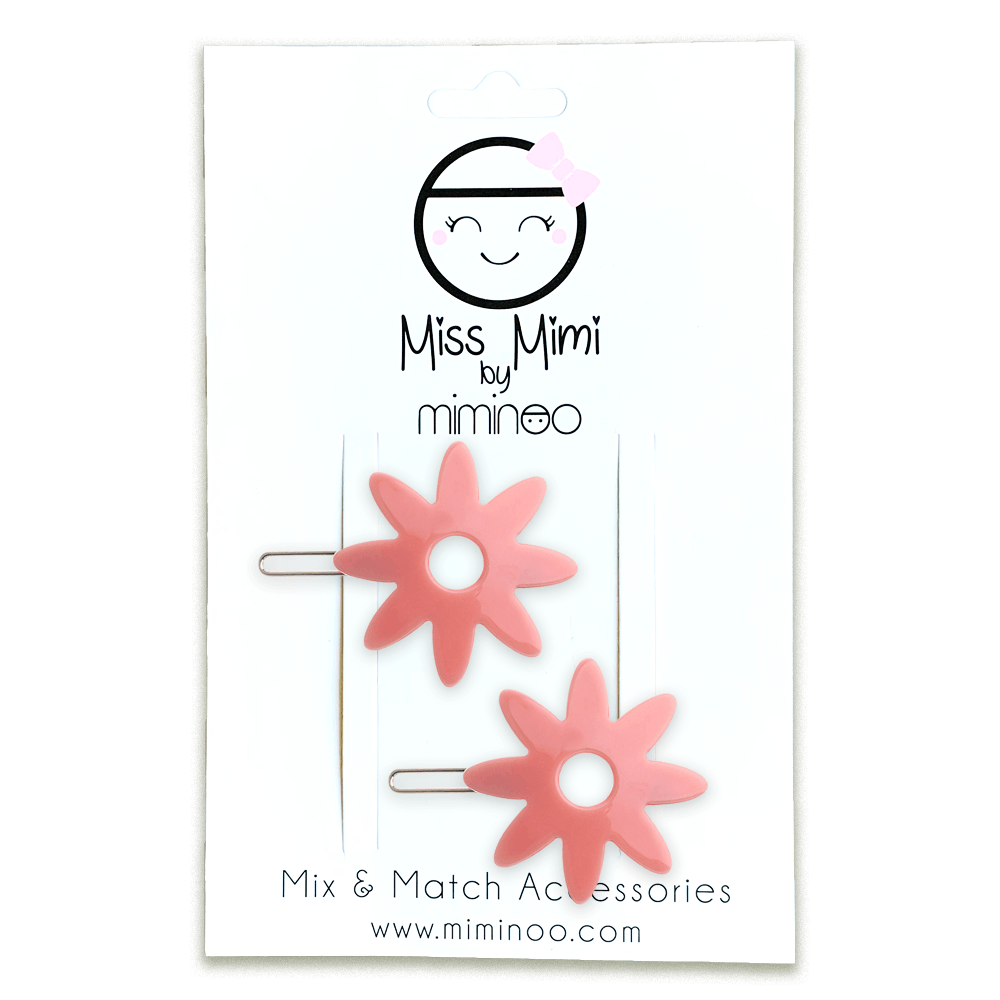 Raspberry - Lily Flower Acetate Barrette Hair Barrettes Miss Mimi Set of two 
