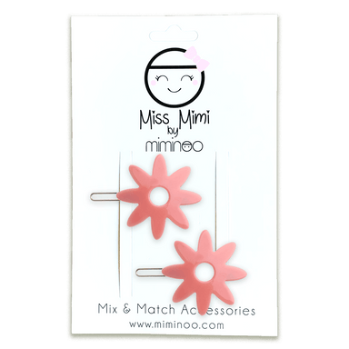 Raspberry - Lily Flower Acetate Barrette Hair Barrettes Miss Mimi Set of two 