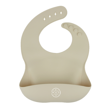 Silicone Pocket Bib in Beige A BIB by MKS Unbreakable, durable and low maintenance dinnerware by MKS Distribution LLC Gilbert Phoenix USA. Modern trendy minimalist design.