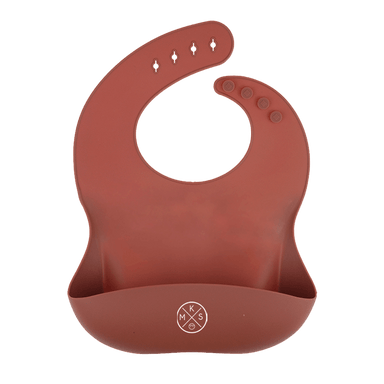 Silicone Pocket Bib in Brick A BIB by MKS Unbreakable, durable and low maintenance dinnerware by MKS Distribution LLC Gilbert Phoenix USA. Modern trendy minimalist design.