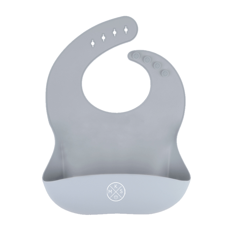 Silicone Pocket Bib in Light Grey A BIB by MKS Unbreakable, durable and low maintenance dinnerware by MKS Distribution LLC Gilbert Phoenix USA. Modern trendy minimalist design.